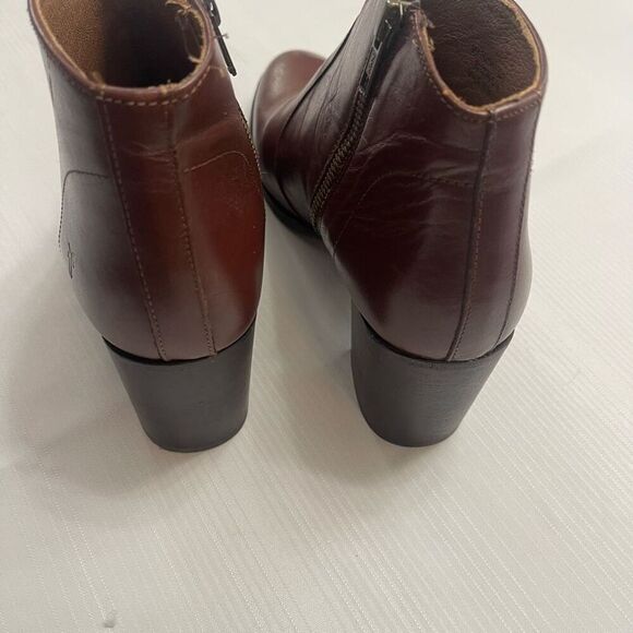 Frye Nora Brown Leather Zip Booties Boots Size 9M - Picture 3 of 10